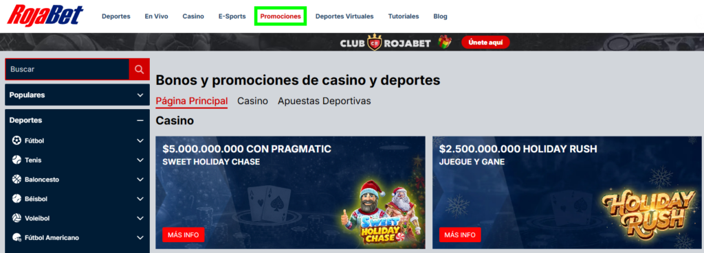 Bonos y promociones rojabet