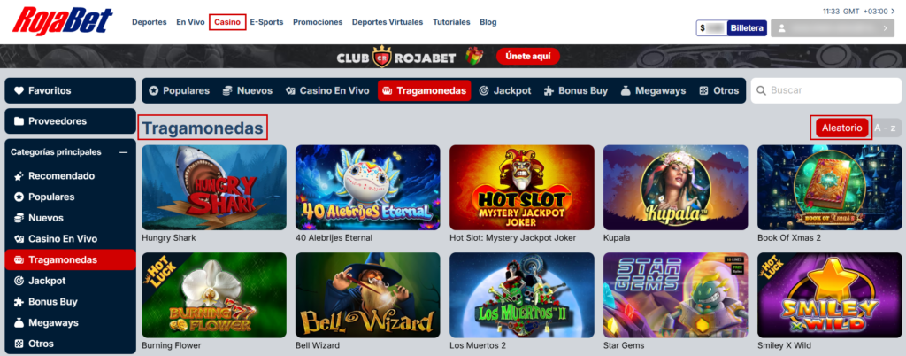 Tragamonedas populares en Rojabet